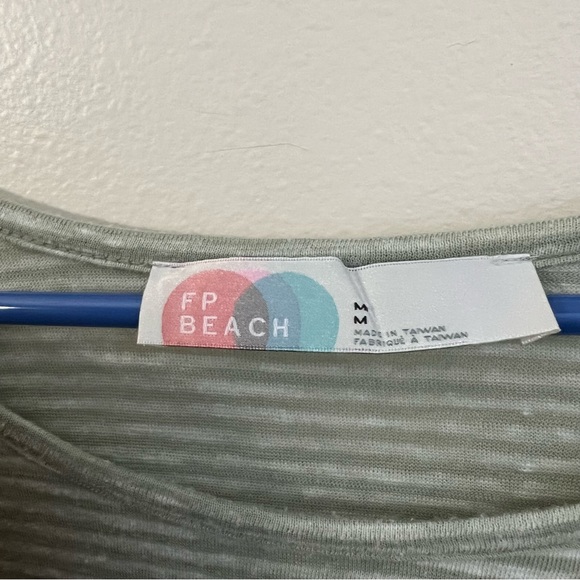 FREE PEOPLE FP BEACH Jess Dress Size Medium in Sage Green Striped - Picture 5 of 10